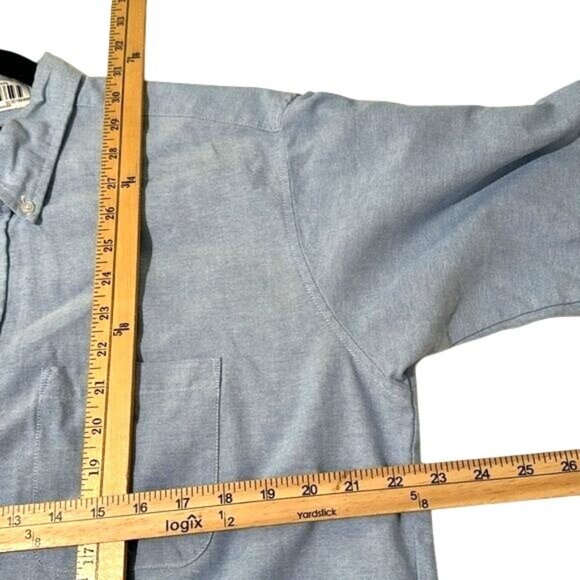 Edwards Light Blue Short Sleeve Button-Down Shirt LT Cotton/Polyester Mens Workw - Picture 8 of 8